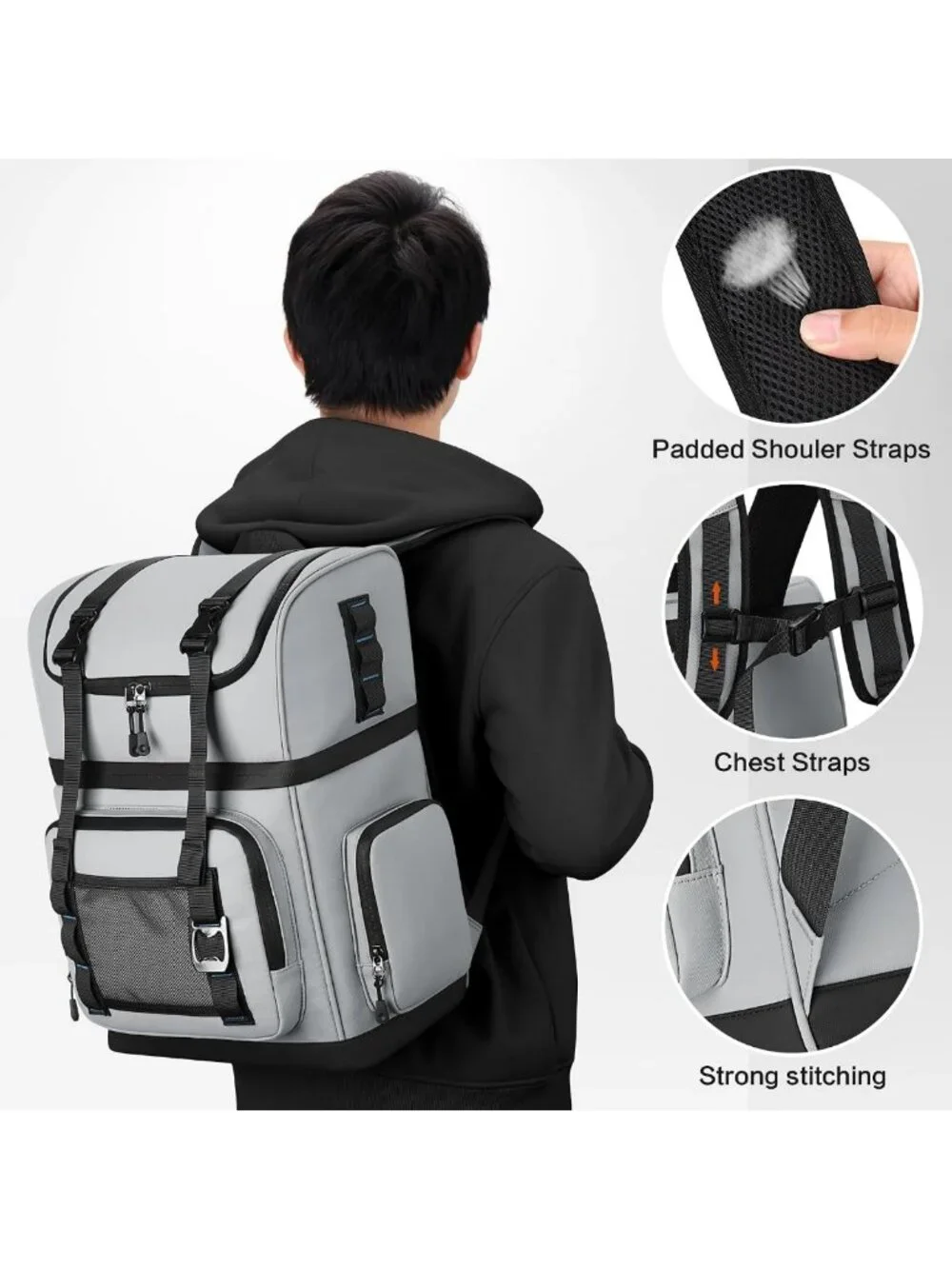 Large Insulated Waterproof Cooler Backpack, Double Decker Leak Proof for Beach